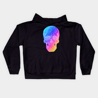 Stained glass skull design - inverted rainbow with white line version Kids Hoodie